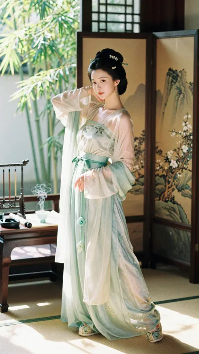 Song Dynasty Hanfu Editorial with Bamboo Shadows #historical #filmphotography