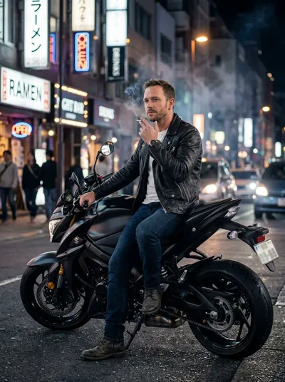 Night Rider on Matte Black Sport Bike #cinematic #night #motorbike