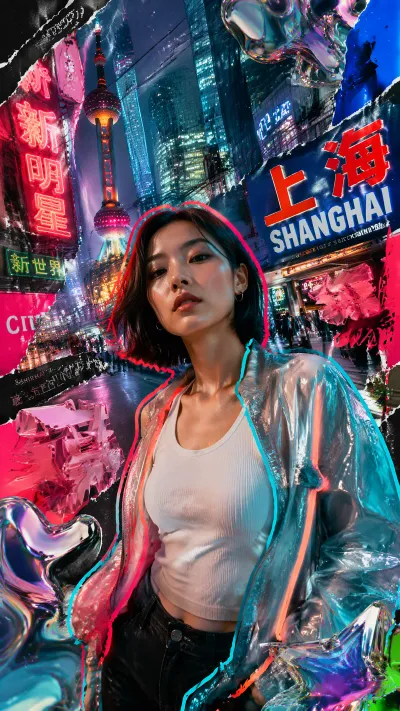 Shanghai Street Fusion: Mixed Media Collage Fashion #streetculture #retro