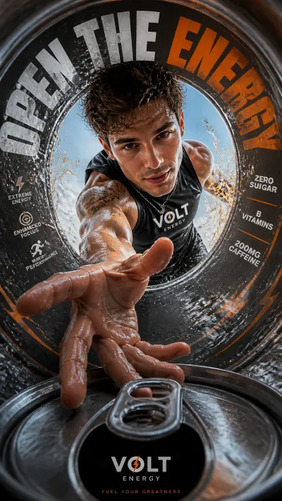 Energy Drink Ad: POV from Inside Can with Model #advertising #energy #pov