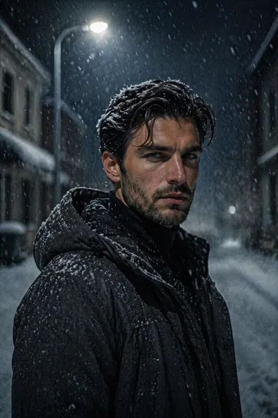 Snowy Night Solitude #cinematic #winternoir